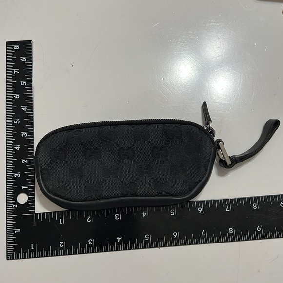 Rare Gucci Black Monogram and Leather Key/Cosmetic Case Wristlet - Picture 10 of 11